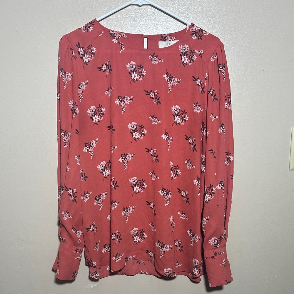 Loft Floral Long Sleeved Career Top | Large